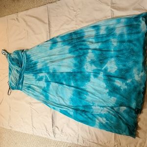 City studio prom dress size 17, shimmery blue with one gem covered strap